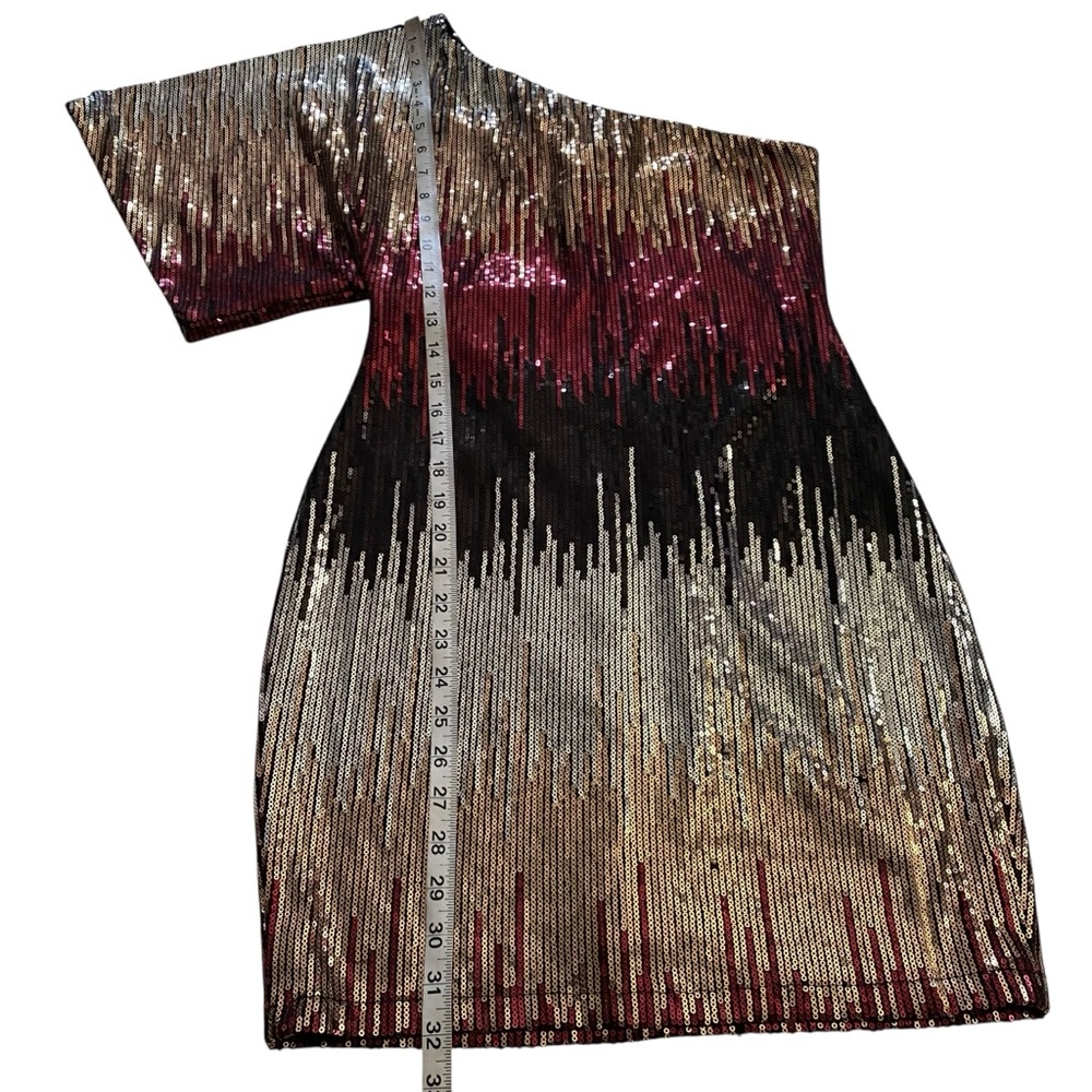 Bisou Bisou Silver Asymmetrical Sequin Cocktail Dress Size 6 - Picture 8 of 10